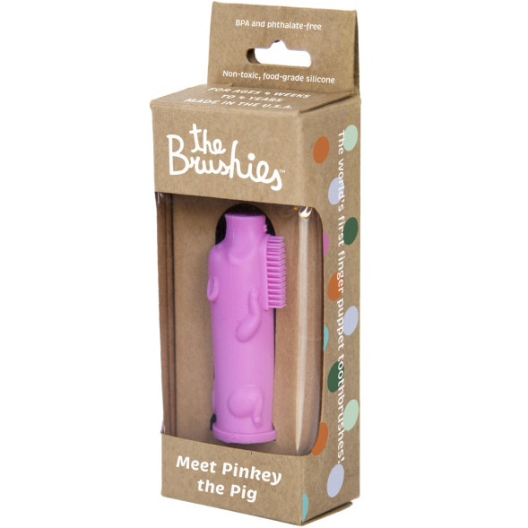 Brossette à dents bébé en silicone Rose le Cochon (0-4 ans)