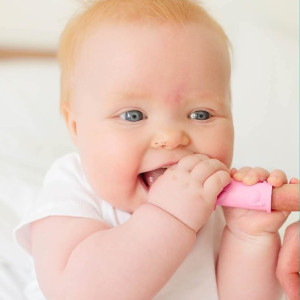 Brossette à dents bébé en silicone Rose le Cochon (1-4 ans) The Brushies
