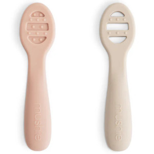 Cuillères bébé en silicone 1er âge "Rose Blush" Mushie