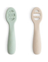 Cuillère bébé en silicone 1er âge "Vert Menthe / Sable" (6 mois et +)