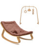 Transat bébé LEVO en bois de hêtre / Coussin bio "Bois de Rose" + Arche d'éveil