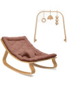 Transat bébé LEVO en bois de hêtre / Coussin bio "Bois de Rose" + Arche d'éveil