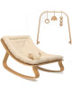 Transat bébé LEVO en bois de hêtre / Coussin "Fur Milk" + Arche d'Eveil