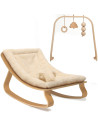 Transat bébé LEVO en bois de hêtre / Coussin "Fur Milk" + Arche d'Eveil