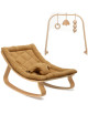 Transat bébé LEVO en bois de hêtre / Coussin bio "Camel" + Arche d'éveil