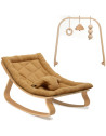 Transat bébé LEVO en bois de hêtre / Coussin bio "Camel" + Arche d'éveil