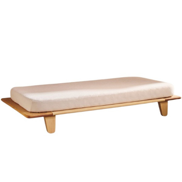Lit Junior en bois massif YOMI + Matelas + Alèse + Drap Housse "Blanc"