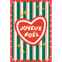Carte Postale "Joyeux Noël" Rouge/Vert Maison Mapa-chali