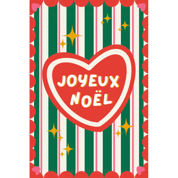 Carte Postale "Joyeux Noël" Rouge/Vert Maison Mapa-chali