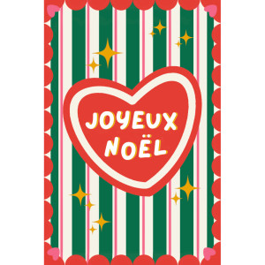 Carte Postale "Joyeux Noël" Rouge/Vert Maison Mapa-chali