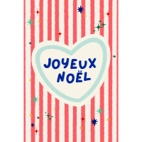 Carte Postale "Joyeux Noël" Bleu/Rose Maison Mapa-chali