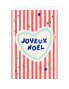 Carte Postale "Joyeux Noël" Bleu/Rose Maison Mapa-chali
