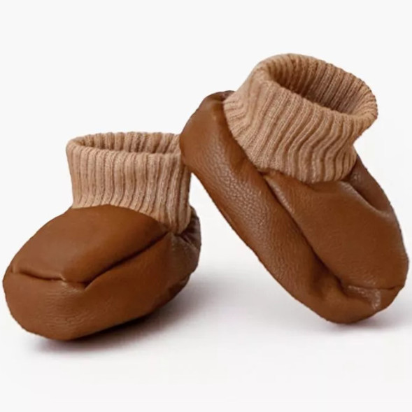 Babies - Chaussons en simil-cuir "Marron" pour poupée Babies