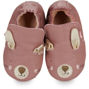 Chaussons bébé en cuir My Blublu "Lapinou Rose" Easy Peasy