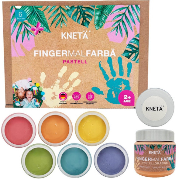 Set de peintures à doigt "Pastel" (6 pots de 150 ml) Kneta