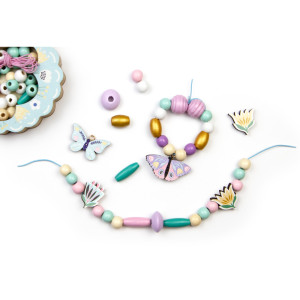 Coffret de perles en bois "Papillon" (194 perles) Sycomore