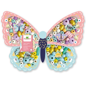 Coffret de perles en bois "Papillon" (194 perles) Sycomore