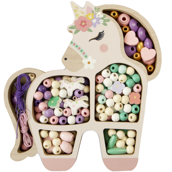 Coffret de perles en bois "Licorne" (170 perles)