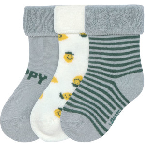 Chaussettes bébé (12-24 mois) en coton bio bouclette "Citron Bleu" Lassig