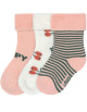 Chaussettes bébé (12-24 mois) en coton bio bouclette "Cerise Pêche" (x3)