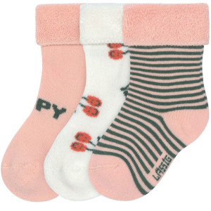 Chaussettes bébé (12-24 mois) en coton bio bouclette "Cerise Pêche" Lassig