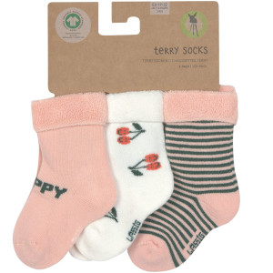 Chaussettes bébé (12-24 mois) en coton bio bouclette "Cerise Pêche" Lassig