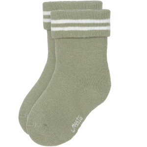 Chaussettes bébé (12-24 mois) en coton bio bouclette "Rayures Kaki Caramel" Lässig
