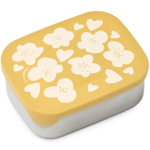 Boîte Lunchbox en inox et silicone Arthur "Flower Lemon yellow" Liewood