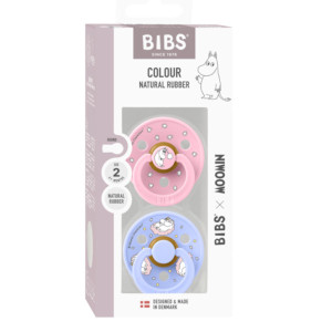 Tétines symétriques en caoutchouc naturel (6-18 mois) "Moomin Parme Rose" Bibs