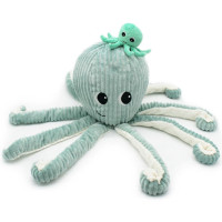 Peluche Ptipotos Pieuvre Filou Maman + Bébé "Menthe" (45 cm)