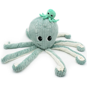 Peluche Ptipotos Pieuvre Filou Maman + Bébé "Menthe" (45 cm) Deglingos