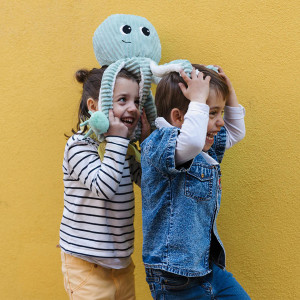 Peluche Ptipotos Pieuvre Filou Maman + Bébé "Menthe" (45 cm) Deglingos