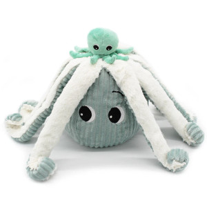 Peluche Ptipotos Pieuvre Filou Maman + Bébé "Menthe" (45 cm) Deglingos