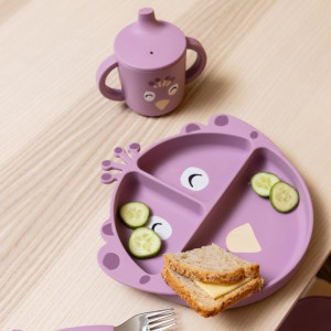 Assiette compartimentée avec ventouse en silicone "Mrs. Peacock" Trixie