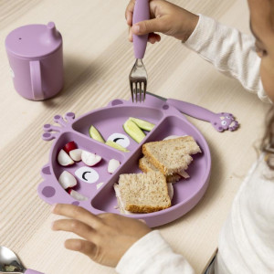 Assiette compartimentée avec ventouse en silicone "Mrs. Peacock" Trixie