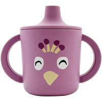 Tasse d'apprentissage à bec et anses en silicone "Mrs Peacock"