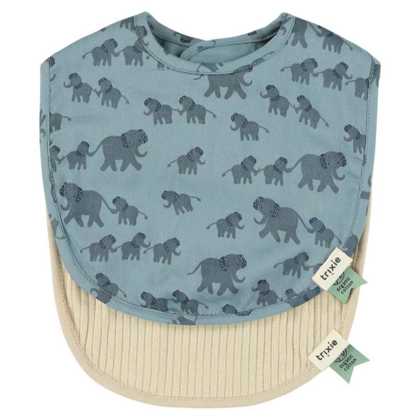 Bavoirs naissance en coton bio "Enchanting Elephant" (x2) Trixie