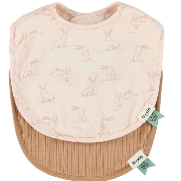 Bavoirs naissance en coton bio "Rosy Rabbit" Trixie