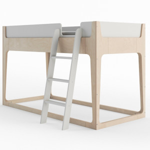 Lit junior mezzanine en bois Perch Nest "Blanc/Bouleau" 90x200