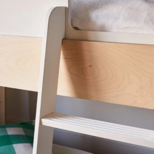 Lit junior mezzanine en bois Perch Nest "Blanc/Bouleau" 90x200