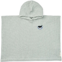 Poncho de plage en coton bio gaufré Paco "Stripe Peppermint"
