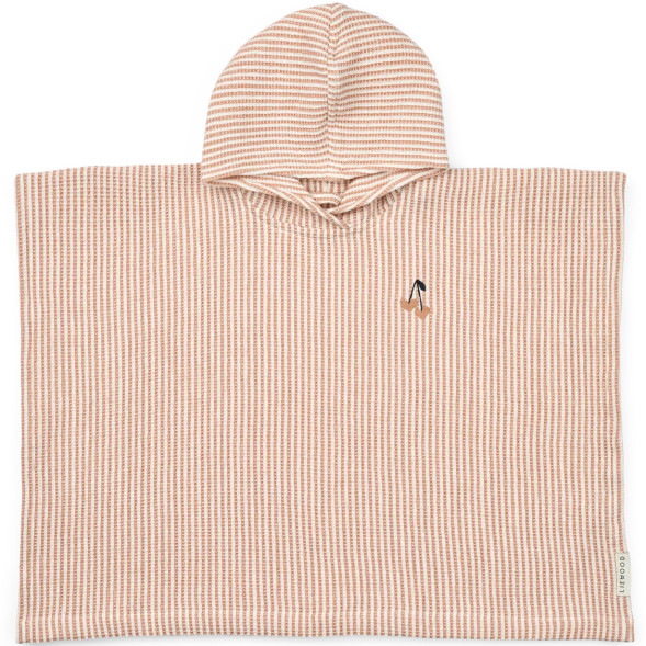 Poncho de plage en coton bio gaufré Paco "Stripe Tuscany Rose"