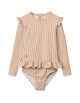 Maillot de bain fille 1 pièce manches longues anti-UV Sille "Stripe Pale Tuscany"