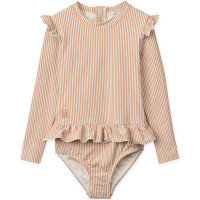 Maillot de bain fille 1 pièce manches longues anti-UV Sille "Stripe Pale Tuscany"