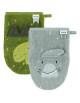 Gants de toilette en coton bio "Mr Shark & Mr Dino" (x2)