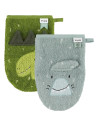 Gants de toilette en coton bio "Mr Shark & Mr Dino" (x2)