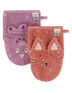Gants de toilette en coton bio "Mrs Peacock & Mrs Chat" (x2)