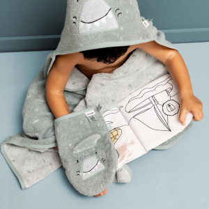 Gants de toilette bébé en coton bio "Mr Shark & Mr Dino" Trixie