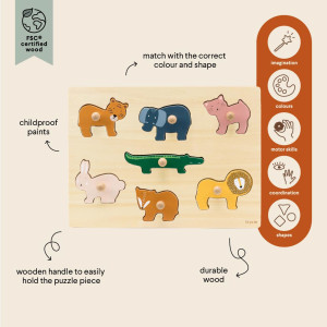 Puzzle bébé en bois "Animaux" (18 mois et +)