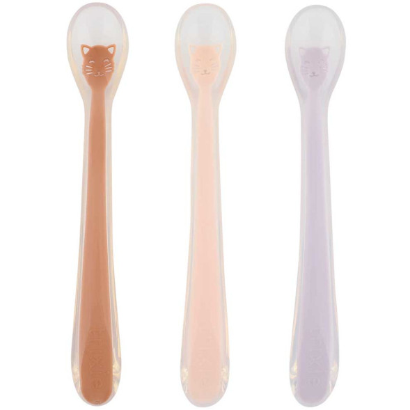 Set de 3 cuillères bébé en silicone "Mrs Chat" (4 mois et +)